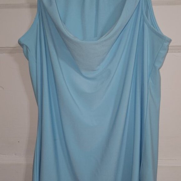 WHITE HOUSE BLACK MARKET Light Blue Draped Neck Tank Top Ladies SMALL - Picture 3 of 5